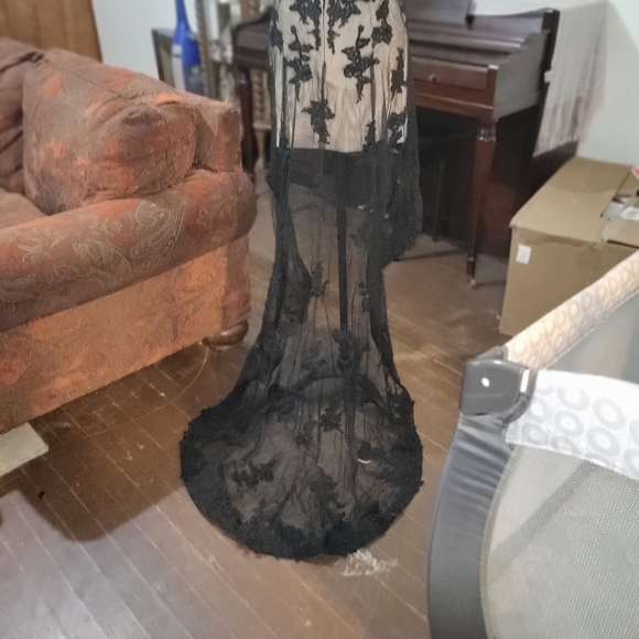 Absolutely gorgeous Victorian gothic style black lace high low prom dress. - Picture 5 of 6